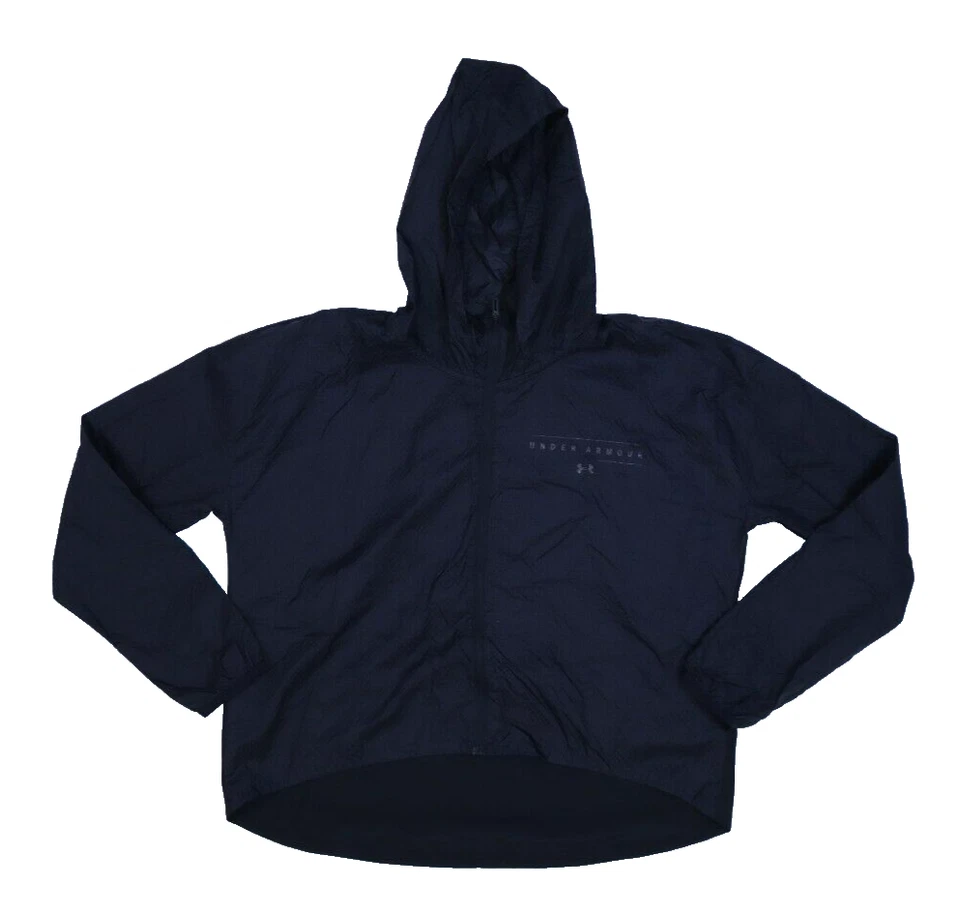 Chaqueta cortavientos Under Armour para mujer holgada híbrida tejida cremallera completa con capucha M Foto 1 de 4
