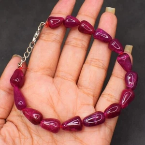 Most Outstanding Pear Shape 95 Cts Pink Ruby Beaded Womens Bracelet AK 40 E500 - Picture 1 of 3