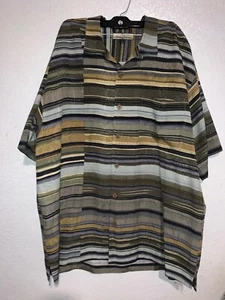 Tommy Bahama  100% Silk Hawaiian Camp Shirt ~ Multi-colore Stripe Floral ~ Large - Picture 1 of 4