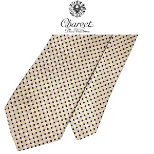 Charvet Place Vendome Cream Tie - 2 Tone Ivory Matt Blue Diamonds Silk French   - Picture 1 of 11
