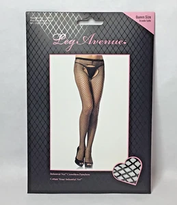 Queen Industrial Net Crotchless Pantyhose Fishnet Black 80s Costume Cosplay Plus - Picture 1 of 2