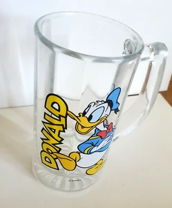 Taza de vidrio transparente vintage Walt Disney Donald Duck recuerdo Stein ANT#112 - Imagen 1 de 3