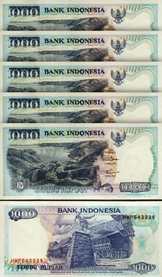 Indonesia 1000 Rupiah 1992 / 1999, UNC-, 5 Pcs LOT, Consecutive, P-129h - Image 1 of 4