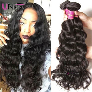 UNice Cambodian Natural Wave 3 Bundles Human Hair Extensions Virgin Hair Weaves - Picture 1 of 12