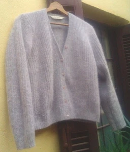 MARKS & SPENCER LIGHT GRAY ANGORA JACKET CARDIGAN COAT SIZE US 8/ UK 12/ EU 40 - Picture 1 of 9