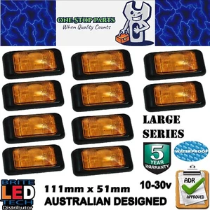 10 LARGE SERIES AMBER LED SIDE MARKER LIGHTS TRAILER TRUCK CARAVAN M/VOLT ADR - Picture 1 of 5