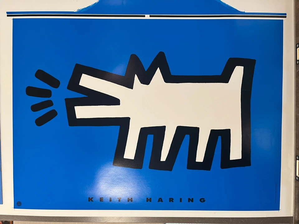 Póster impreso litógrata Keith Haring Estate 1994 "BARKING DOG" sin cortar raro Foto 1 de 4