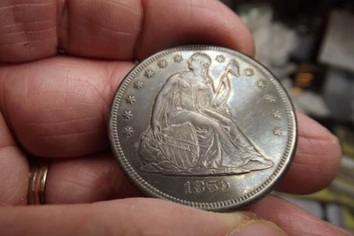 1859-O  Scarce Seated Liberty Silver Dollar AU+++ Great Slider - Image 1 of 4