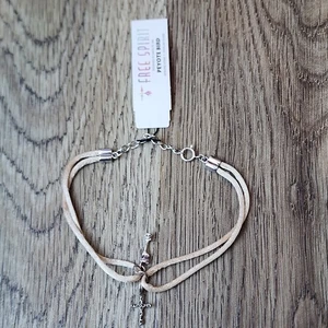 Peyote Bird Wrist Bracelet Silver Cross Charm Adjustable Length - Picture 1 of 5