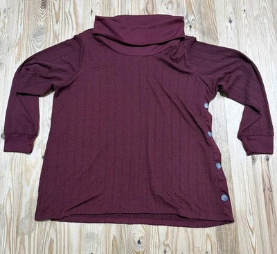 Suéter Rojo 3X French Laundry Mujer Plus Capucha Cuello Botón Foto 1 de 4