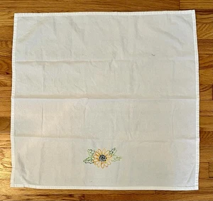 Vintage Hand Embroidered Flour Sack Dish Towel Fall Sunflower Yellow Floral - Picture 1 of 3