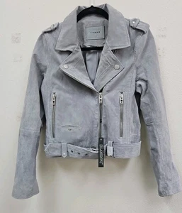 Blank NYC Cloud Grey Suede Moto Jacket Med Instyle Biker Bomber Chic Style NWT  - Picture 1 of 13