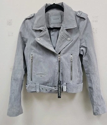 Blank NYC Cloud Grey Suede Moto Jacket Med Instyle Biker Bomber Chic Style NWT  - Image 1 of 4
