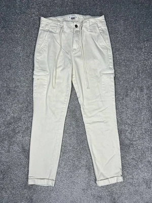 Pantalones cargo Paige Christy para mujer 27 algodón crema tiro medio tobillo puños cónicos Foto 1 de 4