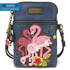FLAMINGO GROUP BIRDS CELLPHONE CROSSBODY PURSE BAG BLUE CHALA - Picture 1 of 5
