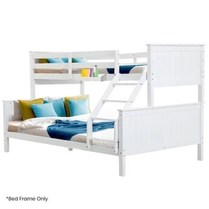 Convertible Triple Bunk Bed Frame with Ladder and Toy Shelf - White - Picture 1 of 10