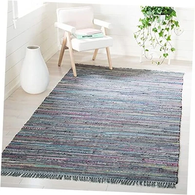  Rag Rug Collection Area Rug - 5' x 8', Aqua & Multi, Handmade Boho Stripe  - Image 1 of 4