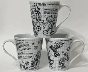 Disney Sketch Book Mickey & Minnie Mouse Coffee Tea Cups Mugs 3 mugs - Picture 1 of 7
