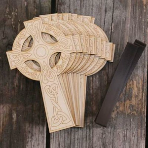 10x Wooden Traditional Celtic Christian Cross Craft Shape - Picture 1 of 3