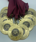 10 x Man of the Match Medals With Maroon Ribbons Gold Football Medal