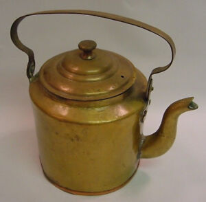 Antique Turkish/Ottoman Brass Teapot Kettle, Marked with Tugra