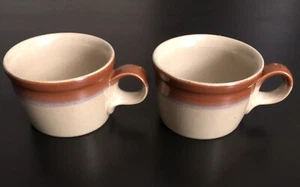 Set of 2 Mikasa Potters Art Ben Seibel Country Cabin Coffee Mugs Tea Cups Tan - Picture 1 of 4