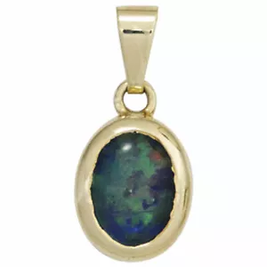 Colgante Con Ópalo Verde Azul 585 Oro Amarillo Joya De Collar Ovalada, Damas - Imagen 1 de 3