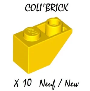 Lego 3665 - 10x Brique Toit / Slope, inverted 45 2x1 - Jaune / Yellow - NEUF - Picture 1 of 1
