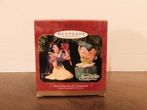 Hallmark Disney Snow White & 7 Dwarfs Christmas Ornament Set of 2 Dopey 1997 - Picture 1 of 1