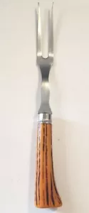 Vtg Bakelite Carving Fork wood like Tested Pre-Owned Stainless steel made in USA - Picture 1 of 8