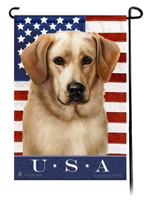 Patriotic USA Garden Flag - American Yellow Labrador Retriever Front Face 081F - Picture 1 of 1