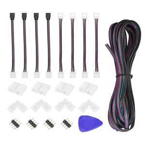 Kit de conector LED RGB de 4 pines y 10 mm incluye tira de cable de extensión de 5M para puente de alimentación - Imagen 1 de 6