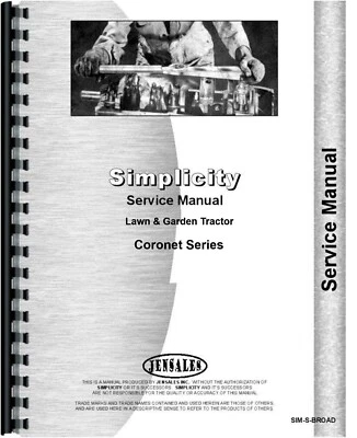 Simplicity Lawn & Garden Tractor Service Repair Manual Coronet Series MF 2400 - Image 1 of 4