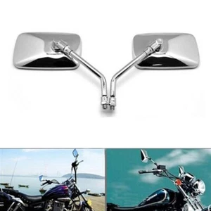 Rectangular Motorcycle Chrome Rear View Mirror 10mm For Honda Shadow Aero 750 US - Picture 1 of 10