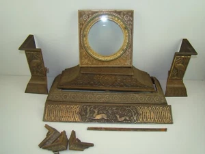 ANTIQUE KROEBER CAST IRON MANTEL CLOCK CASE PARTS - Picture 1 of 12