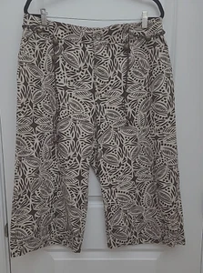 Lee Just Below Waist Women's Capris Sz 16M Wide Leg Beige Brown Linen Blend - Picture 1 of 14