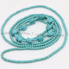 Natural 4mm Round Blue Turquoise Nugget Baroque Gemstone Beads Lariat Necklace