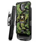 Heavy Duty Kickstand Belt Clip Holster Black Case for Cricket Vision 3 Army Camo