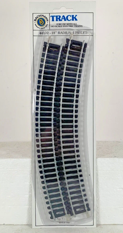 HO Scale Bachmann #44102 18" Radius Curved Track Nickel Silver Code 100 4 Pieces - Image 1 of 1