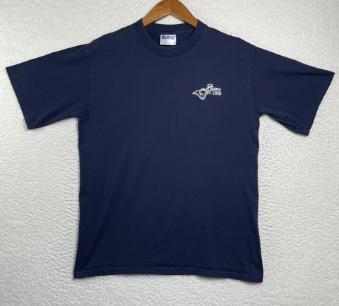 Vintage Y2K NFL St Louis Rams Shirt Adult Large Blue Embroidered Short Sleeve Cover