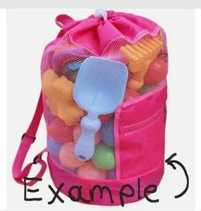 Pink Mesh Beach Bag Backpack girls toys (T14) - Picture 1 of 4