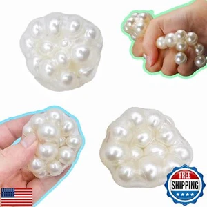 Handmade Grape Noisy Squishy Ball for Adults, White Beads Sensory Fidget Toys - Picture 1 of 5