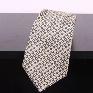 TURNBULL & ASSER Herren-Seidenkrawatte goldblau mehrere Kreise geometrisch - Bild 1 von 8