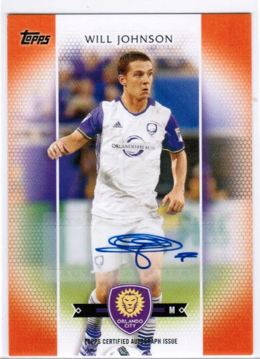 2017 TOPPS MLS SOCCER WILL JOHNSON #115 AUTOGRAPH AUTO ORANGE /35 ORALNDO CITY - Image 1 of 1