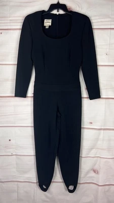 Mono Joseph Ribkoff Vintage Mujer 10 Negro Estribo Gato Acanalado Sólido Foto 1 de 4