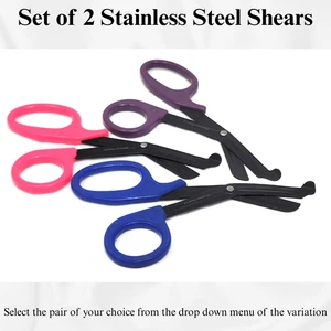 Lot of 2 Paramedic EMT IFAK 7.5" Nurse Trauma Shears Scissors Full Black Blades - Picture 1 of 19