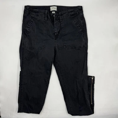 J Crew Women's Utility Cargo Pants Size 26 Black Cotton Straight Leg Zip Pocket - Image 1 of 4