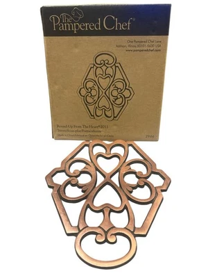 New Pampered Chef Round-UpFrom The Heart 2011 Cast Iron & Copper Trivet 2946 - Image 1 of 4
