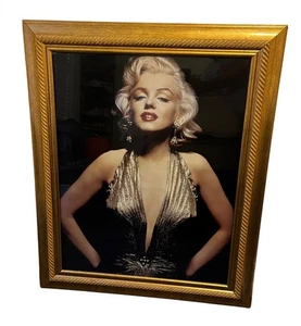 Marilyn Monroe gerahmtes Wandbild Foto in Gold Kleid Größe 28x30 - Bild 1 von 5