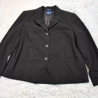 Evan Picone Jacket Womens 12 Petite Black Blazer Career Suit Coat Comfort Pocket - Image 1 of 4